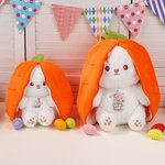 Personalised Cute Carrot Rabbit Reversible Plush Toy with Zipper Birthday Gift for Kids
