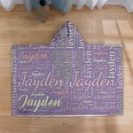 Coperta personalizzata con cappuccio con nuvola di parole colorate con nome Regalo di compleanno e anniversario per uomini donne bambini