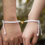 Henkilökohtainen sydämen muotoinen magneettinen Matching säädettävä punottu rannekoru kaiverrettu Initials Set of 2 Syntymäpäivä Ystävänpäivä lahja pa