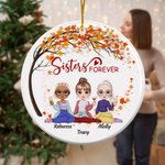 Personalized Sisters Forever Ceramic Ornament Christmas Birthday Gift for Best Friend Sister