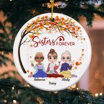 Personalized Sisters Forever Ceramic Ornament Christmas Birthday Gift for Best Friend Sister