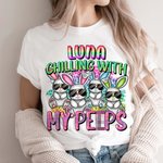 Personalizada Chilling with My Cool Bunny Camiseta de Pascua Sudadera Bebé Onesie Ropa para padres e hijos Regalo de Pascua para la familia