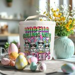 Personalisierte niedliche Hase Muster Ei Jagd Leinwand Korb mit Griff und Name Ostern Geburtstag Geschenk für Familie