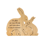 Casse-Tête de Lapins en Bois Décoration de table Jouet Familial Personnalisé avec Noms Gravés Cadeau Anniversaire Pâques pour Enfants Famille