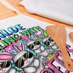 Grembiule personalizzato in cotone con coniglietto carino con tasca e nome Regalo di Pasqua per la famiglia