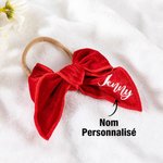 Bandeau en Velours Personnalisé avec Nom Accessoire de Cheveux Nœud Papillon Cadeau pour Bébé Petite Fille