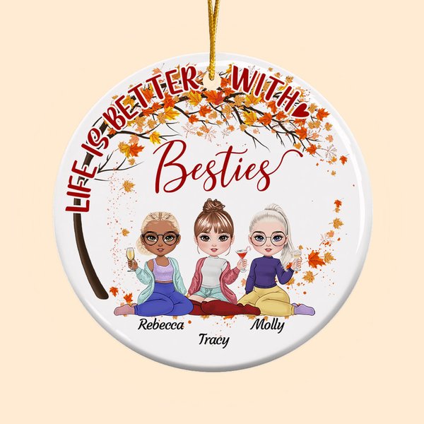 Personalised Life Is Better With Besties Ceramic Ornament Besties Christmas Birthday Gift for Girl