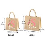 Personalised Peter Rabbit Bunny Jute Tote Bag with Initial and Name Easter Egg Hunt Basket Holiday Gift for Kids