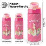 Personalisierte Peter Hase Thermos-Trinkflasche aus Edelstahl mit Klappbarem Deckel und Silikon-Trinkhalm Geschenk für Kinder zu Ostern Geburtstag