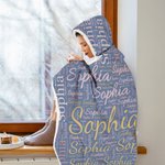 Coperta personalizzata con cappuccio con nuvola di parole colorate con nome Regalo di compleanno e anniversario per uomini donne bambini