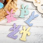 Personalized Happy Easter Card with Wooden Bunny Polka Dots Letter Tag Easter Gift for Kids