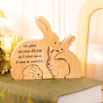 Casse-Tête de Lapins en Bois Décoration de table Jouet Familial Personnalisé avec Noms Gravés Cadeau Anniversaire Pâques pour Enfants Famille