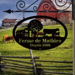 Panneau en Métal Personnalisé Thème Ferme Motif Vache Poulet Tracteur Cadeau pour Agriculteur