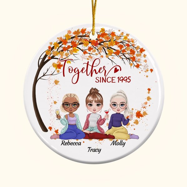 Ornamento in ceramica personalizzato Together Since con nome Regalo di Natale per la sorella, la sua migliore amica