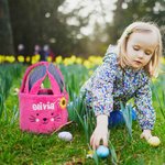 Personalized Cute Plush Bunny Easter Basket with Name Easter Egg Hunting Gift for Kids