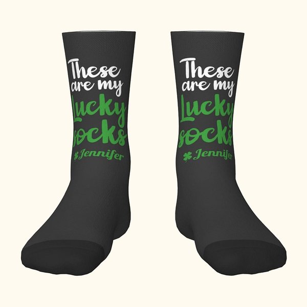 Gepersonaliseerde Four Leaf Clover These Are My Lucky Socks met Naam St. Patrick's Day Cadeau voor Kinderen