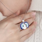 Personalisierte Guardian Evil Eye Halskette mit versteckten eingravierten Namen Geburtstag Muttertag Geschenk für Frauen