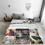 Personalisierte 12 Fotos Collage Super Weiche Decke mit Text Weihnachten Geschenk für Familie Freunde