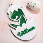 Henkilökohtainen 3D dinosaurus Glitter akryyli pääsiäiskori Tag kanssa Lanyard ja nimi Monivärinen loma koristelu lahja lapsille dinosaurus ystäville