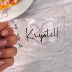 Personalisierte Liebe 16oz Glas Kaffeetasse Set mit Untersetzer und Name Geburtstag Housewarming Geschenk für Frauen
