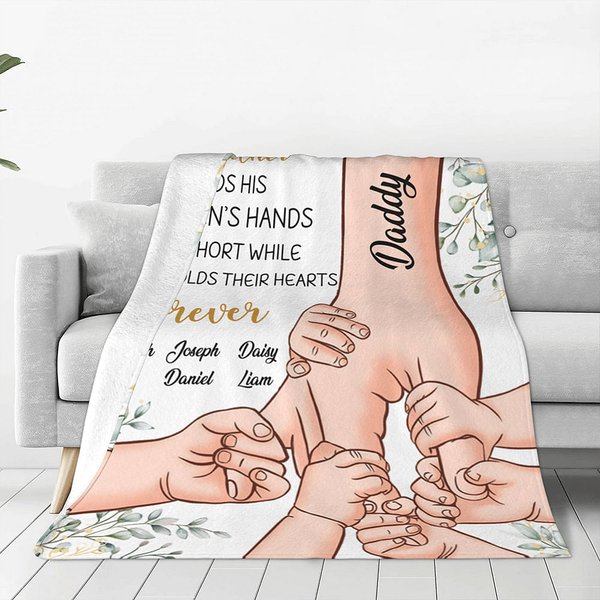 Manta suave personalizada para el día del padre con los nombres de los niños (1-6) Regalo del día del padre para el abuelo y el papá