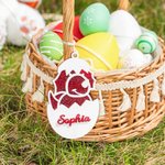 Henkilökohtainen 3D dinosaurus Glitter akryyli pääsiäiskori Tag kanssa Lanyard ja nimi Monivärinen loma koristelu lahja lapsille dinosaurus ystäville