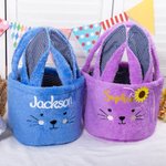 Personalized Cute Plush Bunny Easter Basket with Name Easter Egg Hunting Gift for Kids