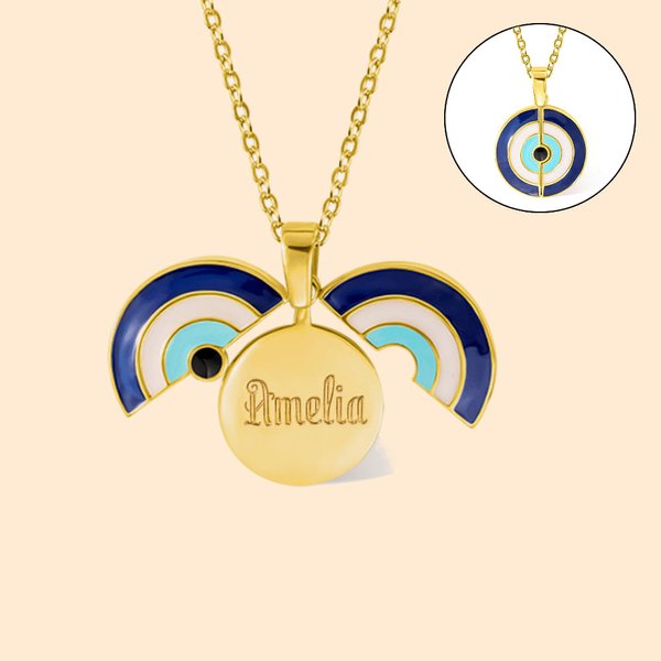 Personalisierte Guardian Evil Eye Halskette mit versteckten eingravierten Namen Geburtstag Muttertag Geschenk für Frauen