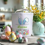 Personalisierter Niedlicher Hasenohren Eier Osterkorb mit Namen Ostern Geschenk für Kinder