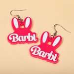 Personalizado lindo conejito Orejas Pendientes de acrílico con la moda de estilo de fuente curvada Nombre Cumpleaños Día de Pascua de regalo para las 