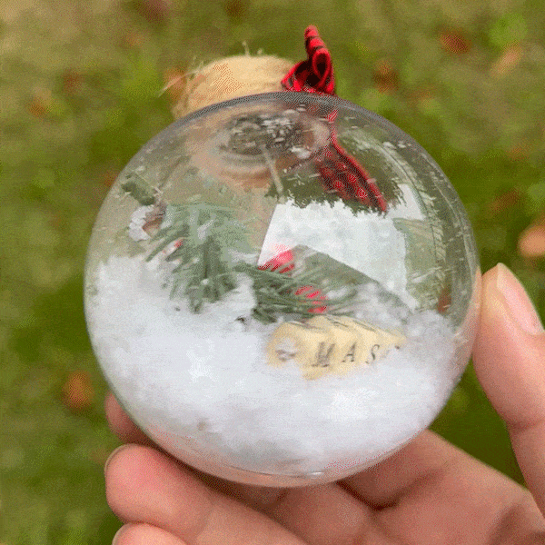 Décoration de Noël en Sphère Personnalisé avec Texte Ornement Transparent Suspendu sur Sapin Cadeau de Noël pour Famille
