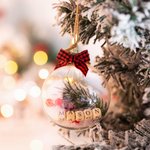 Décoration de Noël en Sphère Personnalisé avec Texte Ornement Transparent Suspendu sur Sapin Cadeau de Noël pour Famille
