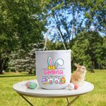 Personalisierter Niedlicher Hasenohren Eier Osterkorb mit Namen Ostern Geschenk für Kinder