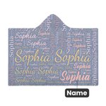 Coperta personalizzata con cappuccio con nuvola di parole colorate con nome Regalo di compleanno e anniversario per uomini donne bambini