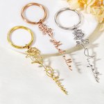 Personalized Birth Flower Keychain with Name Birthday Bridal Shower Gift for Her