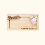 Portavalori personalizzato in legno per coniglietti con nome inciso Cestino di Pasqua per bambini