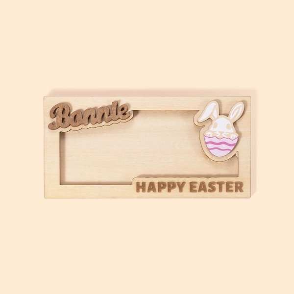Portavalori personalizzato in legno per coniglietti con nome inciso Cestino di Pasqua per bambini