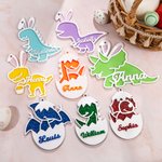 Henkilökohtainen 3D dinosaurus Glitter akryyli pääsiäiskori Tag kanssa Lanyard ja nimi Monivärinen loma koristelu lahja lapsille dinosaurus ystäville