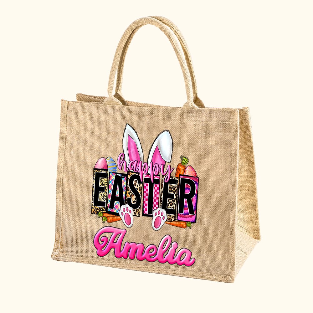 Sac en toile de jute personnalisé avec un nom de couleur vive Cadeau pour enfant