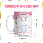 Mug Céramique Motif de Lapin Tasse Personnalisée avec Nom Cadeau de Pâques pour Enfant et Famille