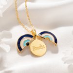 Personalisierte Guardian Evil Eye Halskette mit versteckten eingravierten Namen Geburtstag Muttertag Geschenk für Frauen
