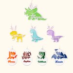 Henkilökohtainen 3D dinosaurus Glitter akryyli pääsiäiskori Tag kanssa Lanyard ja nimi Monivärinen loma koristelu lahja lapsille dinosaurus ystäville