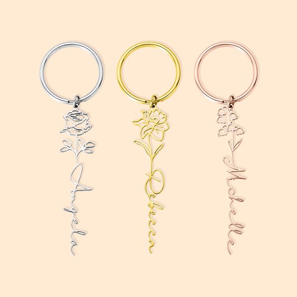 Portachiavi personalizzato con nome e cognome per compleanno e festa nuziale per lei