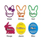 Étiquette de Pâques en Bois Personnalisé avec Nom Décoration en Forme de Lapin ou d'Œuf Cadeau de Pâques pour Enfrant et Famille