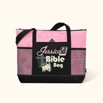 Sac à Fermeture Éclair Personnalisé avec Nom avec Croix Biblique et Fleurs d'Église Cadeau Religieux pour les Chrétiens