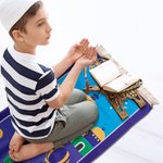 Personalized Mosque Kid Prayer Mat Tasbeeh Beads and Bear Charm Set with Name Muslim Sejadah Janamaz Islamic Eid ul-Fitr Gift for Children