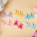 Personalizado lindo conejito Orejas Pendientes de acrílico con la moda de estilo de fuente curvada Nombre Cumpleaños Día de Pascua de regalo para las 