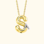 Personalizado Dos Tonos Burbuja Letra Globo 3D Collar con Dos Letras Cumpleaños Día de San Valentín Joyería Regalo para Ella