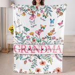 Personalized Birth Month Butterfly Blanket with Name Wildflower Garden Theme Home Decoration Mother's Day Birthday Gift Mom Grandma