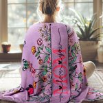 Personalized Birth Month Butterfly Blanket with Name Wildflower Garden Theme Home Decoration Mother's Day Birthday Gift Mom Grandma